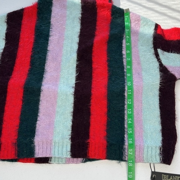 Blank NYC The Mad Hatter Sweater Eyelash Black Stripes Mock Neck Soft Top M NEW - Picture 11 of 11